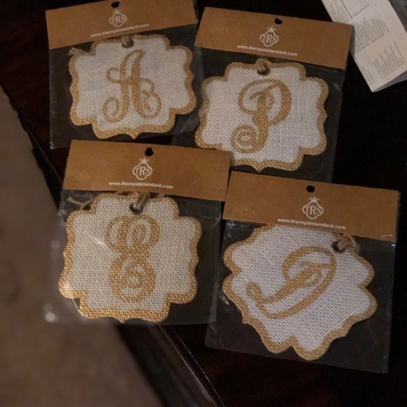 COPY - Royal Standard Initial Burlap/Gold Decor T… - Picture 1 of 2